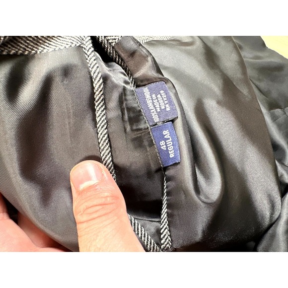 Botany 500 Blazer Jacket‎ Mens 48 Gray Lambswool Herringbone Single Breasted - Picture 6 of 7